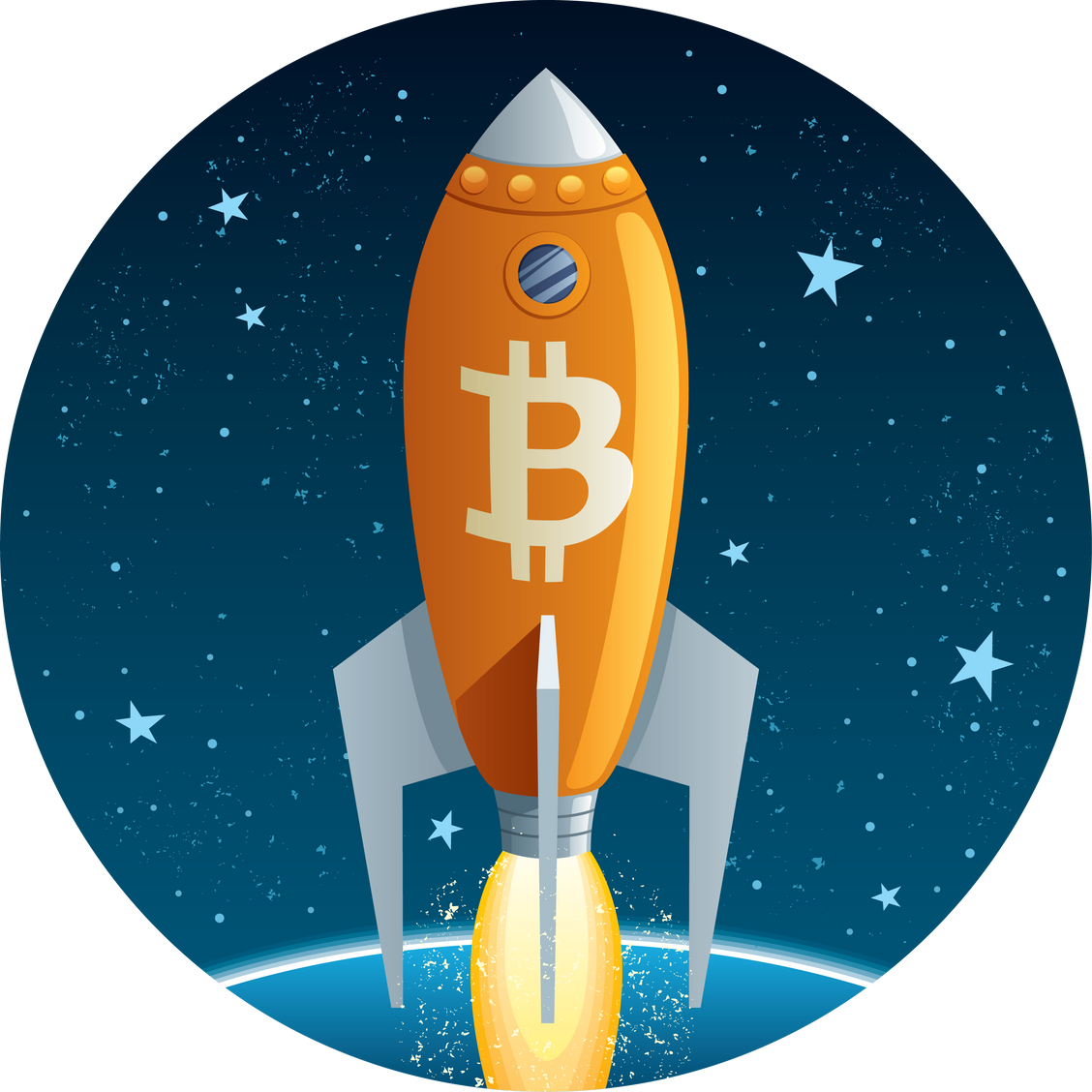 Bitcoin Rocket in Space